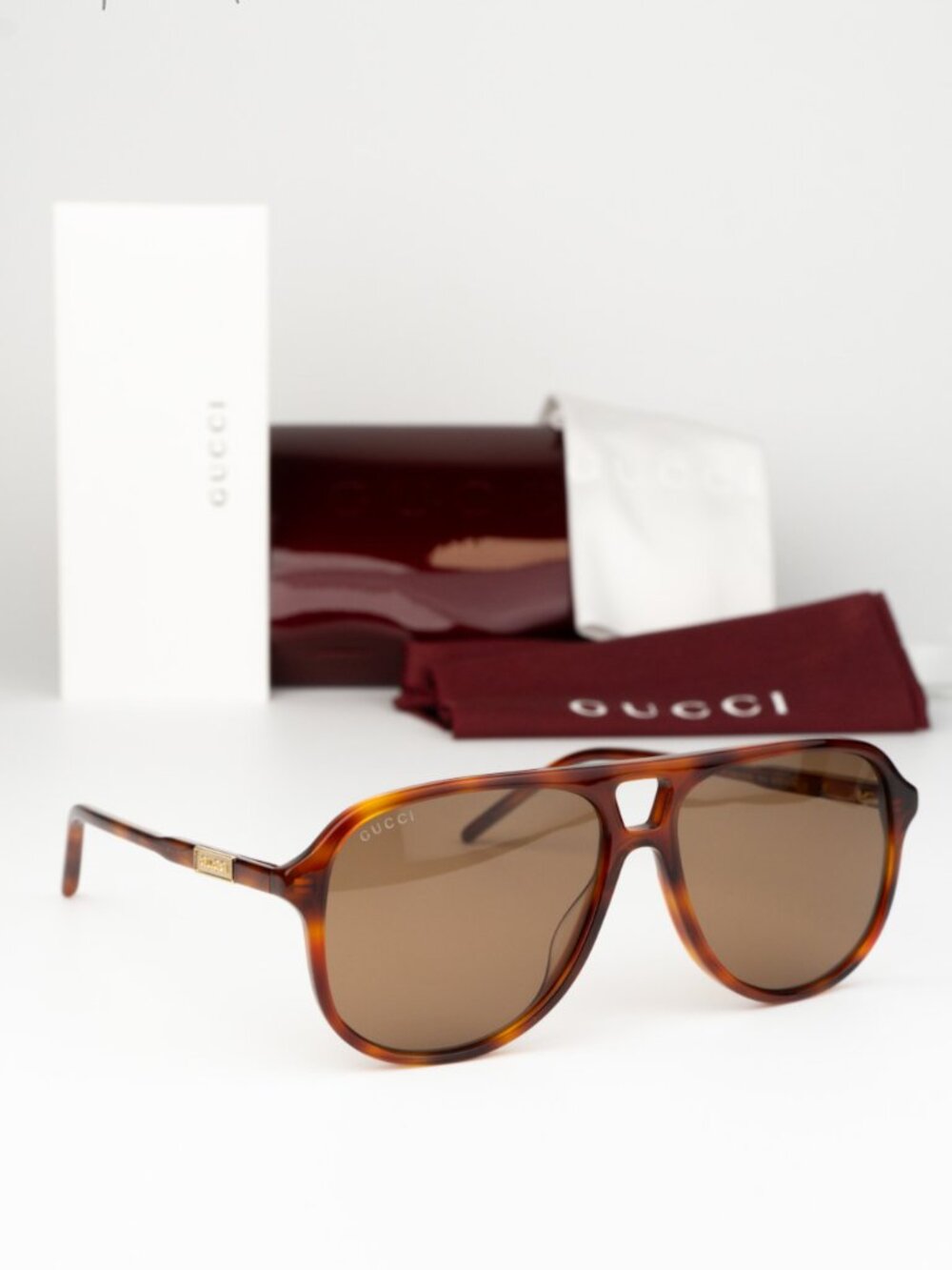 Gucci Women Sunglasses Havana Brown Pilot GG1156S 003 NEW AUTHENTIC
